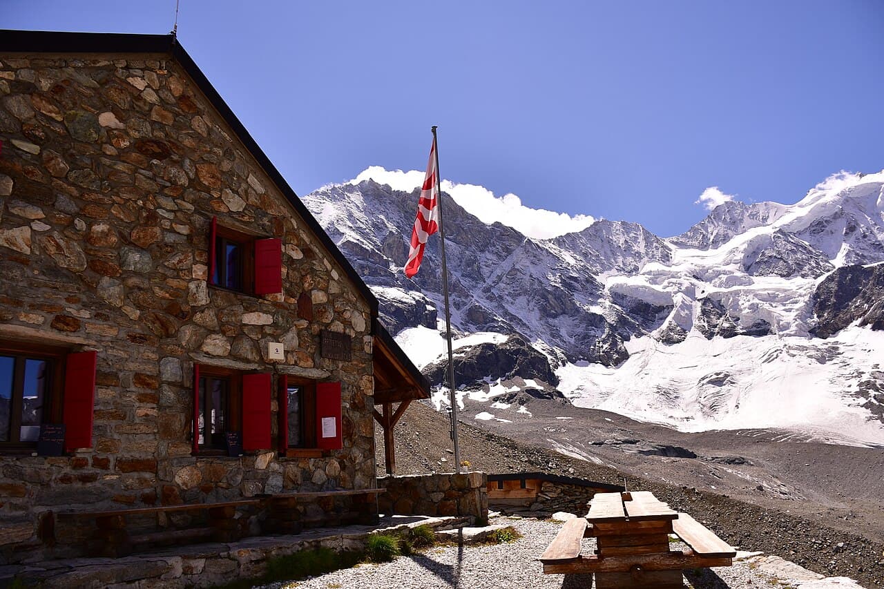 Arpitettaz mountain hut in the Swiss Alps