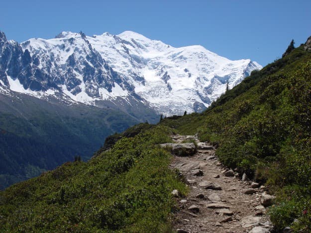 Mont Blanc viewed from the Tour du Mont Blanc trail