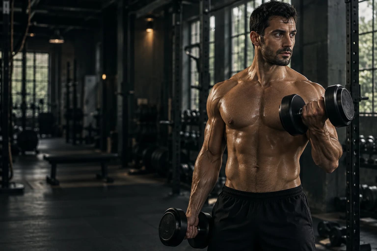 Atleet aan het trainen in een sportschool