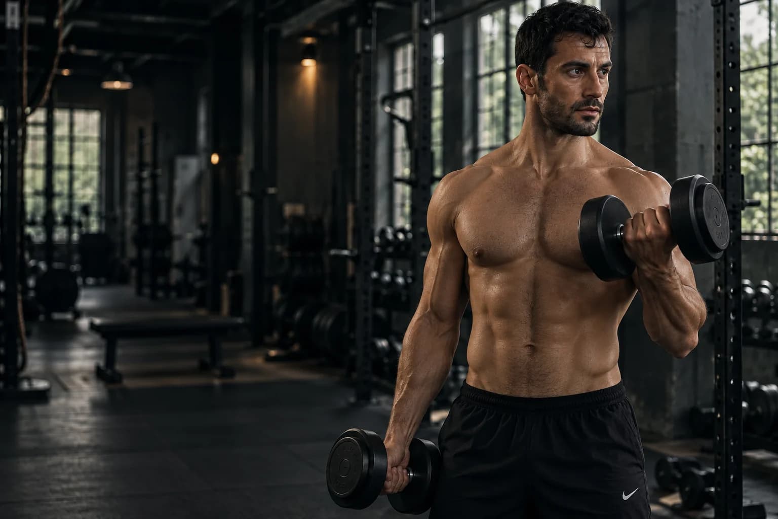 Athlete exercising in a gym